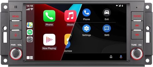 ستيريو سيارة LXKLSZ متوافق مع Carplay اللاسلكي/Android Auto لسيارة جيب رانجلر كوماندر دودج كرايسلر مع شاشة لمس IPS/بلوتوث/وصلة مرآة/FM/AM/USB in Kuwait