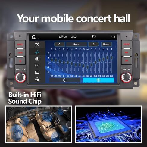 ستيريو سيارة LXKLSZ متوافق مع Carplay اللاسلكي/Android Auto لسيارة جيب رانجلر كوماندر دودج كرايسلر مع شاشة لمس IPS/بلوتوث/وصلة مرآة/FM/AM/USB in Kuwait