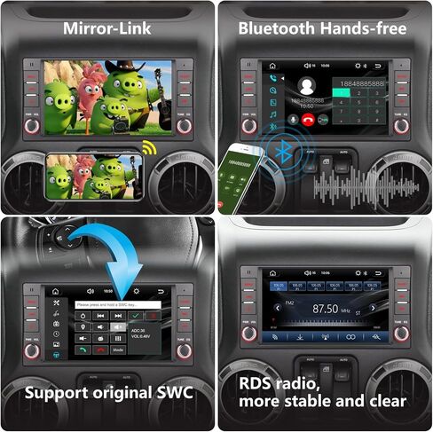 ستيريو سيارة LXKLSZ متوافق مع Carplay اللاسلكي/Android Auto لسيارة جيب رانجلر كوماندر دودج كرايسلر مع شاشة لمس IPS/بلوتوث/وصلة مرآة/FM/AM/USB in Kuwait