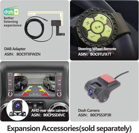 ستيريو سيارة LXKLSZ متوافق مع Carplay اللاسلكي/Android Auto لسيارة جيب رانجلر كوماندر دودج كرايسلر مع شاشة لمس IPS/بلوتوث/وصلة مرآة/FM/AM/USB in Kuwait