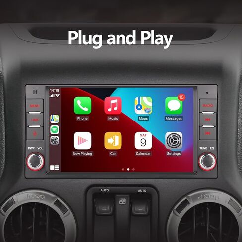 ستيريو سيارة LXKLSZ متوافق مع Carplay اللاسلكي/Android Auto لسيارة جيب رانجلر كوماندر دودج كرايسلر مع شاشة لمس IPS/بلوتوث/وصلة مرآة/FM/AM/USB in Kuwait