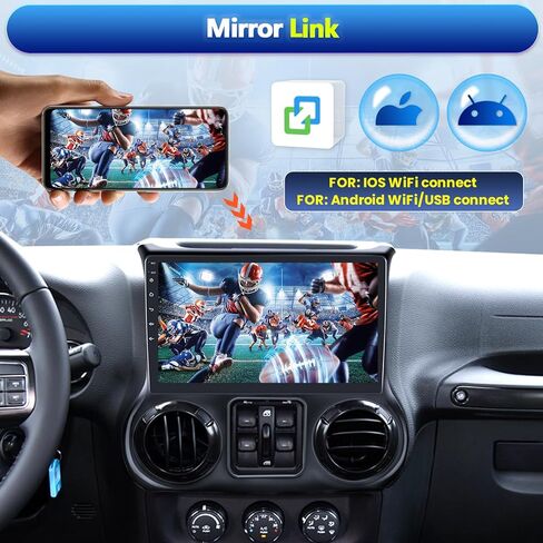 راديو سيارة CamECHO Android 13 لسيارة Jeep Wrangler 2015 2016 2017، ستيريو سيارة Android 13 مع وصلة مرآة، راديو سيارة 10 بوصة مع بلوتوث SWC EQ GPS WiFi + كاميرا احتياطية AHD وميكروفون 1+32G in Saudi Arabia