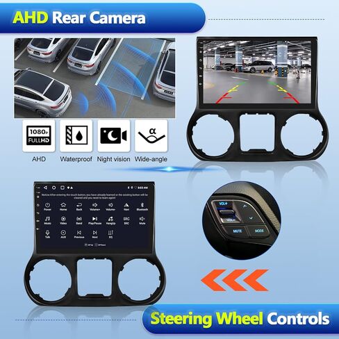 راديو سيارة CamECHO Android 13 لسيارة Jeep Wrangler 2015 2016 2017، ستيريو سيارة Android 13 مع وصلة مرآة، راديو سيارة 10 بوصة مع بلوتوث SWC EQ GPS WiFi + كاميرا احتياطية AHD وميكروفون 1+32G in Saudi Arabia