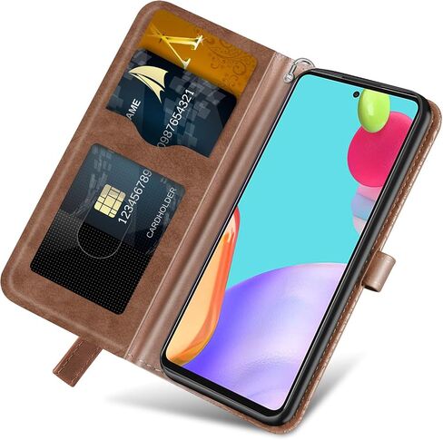 حافظة محفظة Samsung Galaxy A13 5G 2021 مع حامل/فتحة للبطاقات، غطاء حامل قابل للطي من جلد البولي يوريثان الفاخر [إغلاق مغناطيسي] [حزام المعصم] [مسند] غطاء هاتف (Galaxy A13 5G 6.5 بوصة) ذهبي وردي in Kuwait