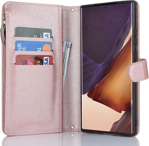 iCoverCase for Samsung Galaxy Note 20 Ultra Wallet Case with Card Holder for Women, Crossbody Lanyard Strap Kickstand PU Leather Case with Zipper Pocket Credit Card Slots Cover (Black) in Saudi Arabia