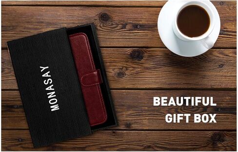 MONASAY Wallet Case Compatible for Galaxy S10, [Included Screen Protector][RFID Blocking] Flip Folio Leather Cell Phone Cover with Credit Card Holder, 6.1 inch, Burgundy in Kuwait