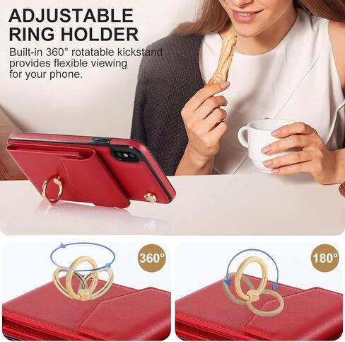 Asuwish Phone Case for iPhone Xs Max Wallet Cover with Tempered Glass Screen Protector and RFID Ring Credit Card Holder Cell Accessories i X XR Xsmax 10x SX Xmax 10xs 10s 10 Plus Xmaxs Women Men Black in Kuwait