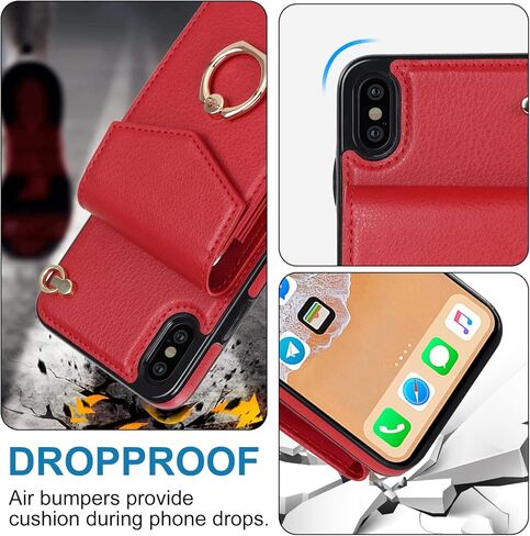 Asuwish Phone Case for iPhone Xs Max Wallet Cover with Tempered Glass Screen Protector and RFID Ring Credit Card Holder Cell Accessories i X XR Xsmax 10x SX Xmax 10xs 10s 10 Plus Xmaxs Women Men Black in Kuwait