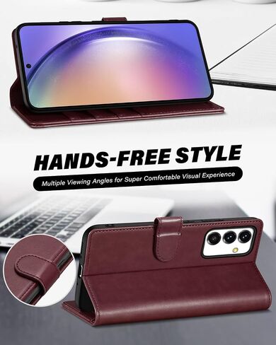 TUCCH Case Wallet for Galaxy A54 5G, TPU Shockproof Interior Case [RFID Blocking] Card Slot Folio [Kickstand], Magnetic PU Leather Flip Cover Compatible with Galaxy A54 6.4" 2023, Dark Blue & Brown in Saudi Arabia