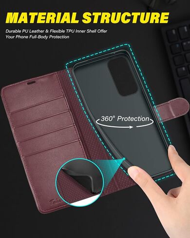 TUCCH Case Wallet for Galaxy A54 5G, TPU Shockproof Interior Case [RFID Blocking] Card Slot Folio [Kickstand], Magnetic PU Leather Flip Cover Compatible with Galaxy A54 6.4" 2023, Dark Blue & Brown in Saudi Arabia