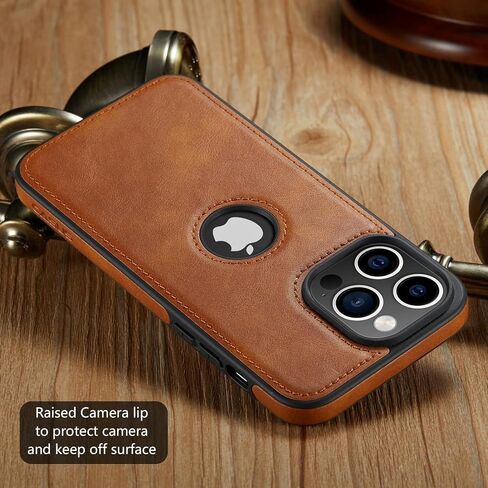 حافظة مصممة لهاتف iPhone 15 Pro من الجلد النباتي مع شعار نحيف وغطاء حماية كلاسيكي فاخر وأنيق (2023) 6.1 بوصة (بني) in Kuwait