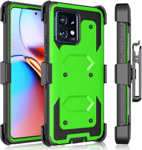 Tekcoo Holster Case For Motorola Edge+ 2023 | Moto Edge Plus 5G UW 2023 | Edge 40 Pro X40 | XT2301 [Tshell] Shock Absorbing [Kickstand Locking Belt Clip] Carrying Secure Swivel Full Body Cover - Black in Saudi Arabia