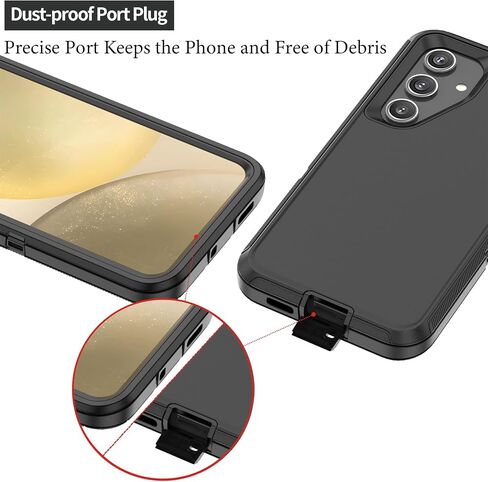 Compatible with Samsung Galaxy S24 Case, with Belt Clip Holster Heavy Duty Rugged Shockproof Full Body Protection Kickstand Cover for Samsung Galaxy S24 Phone (Black) in Saudi Arabia