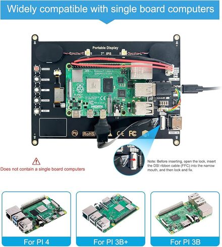 شاشة لمس 7 بوصة، شاشة لمس سعوية HD 1024×600 IPS LCD متوافقة مع R Pi 4B/3B+/3B/2/1B+/Zero Ora Pi 5 Por/3 Plus/3B/4B Ban Pi وWindows 10/8/7 in Saudi Arabia