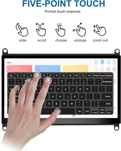 شاشة لمس 7 بوصة، شاشة لمس سعوية HD 1024×600 IPS LCD متوافقة مع R Pi 4B/3B+/3B/2/1B+/Zero Ora Pi 5 Por/3 Plus/3B/4B Ban Pi وWindows 10/8/7 in Saudi Arabia