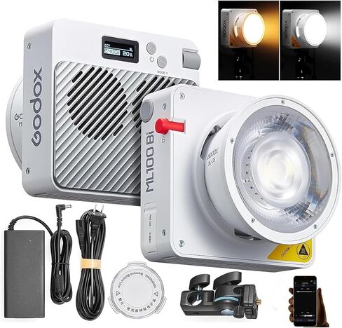 Godox ML100Bi 120W LED Video Light, 2800K-6500K Bi-Color Video Lighting Kit, 34300 Lux CRI 97+/TLCI 98+, APP Control, USB-C Charging, 11 FX Effects, for Filming/Live Streaming/Outdoor Photography in Saudi Arabia
