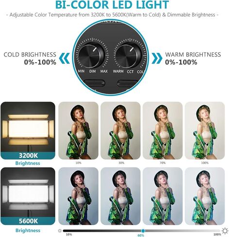 Neewer Professional 1904 LED Video Light with APP Intelligent Control System, Dimmable Bi-Color 3200K-5600K Photography Lighting Kit for YouTube Studio Video Lighting with LCD Screen, Metal Shell in Saudi Arabia