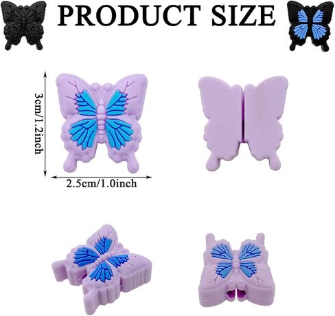 6 قطع من واقيات كابل الشحن، تصميم لطيف ثلاثي الأبعاد على شكل فراشة من السيليكون، واقي كابل الهاتف، واقي سلك الشحن، أداة تقطيع الكابل، موفر سلك خط البيانات in Kuwait