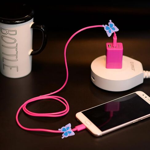 6 قطع من واقيات كابل الشحن، تصميم لطيف ثلاثي الأبعاد على شكل فراشة من السيليكون، واقي كابل الهاتف، واقي سلك الشحن، أداة تقطيع الكابل، موفر سلك خط البيانات in Kuwait