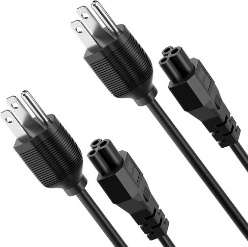 6ft 3 Prong AC Power Cord for Laptop, C5 Power Cord Cable for Computer, 2.5A 250V Power Cord Replacement Compatible with Samsung/Acer Aspire laptop Printers and Monitor, LG TV, etc. - 2 pack in Saudi Arabia