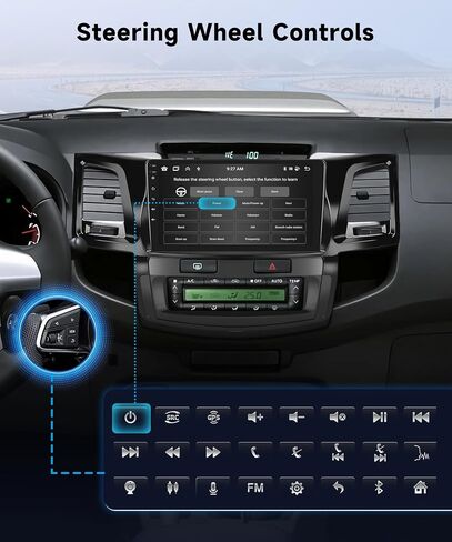 【8Core 4+64G】 لسيارة Toyota HILUX 2005-2014 Android13 ستيريو مع Carplay لاسلكي Android Auto، 9 بوصة HD 1280 * 720P IPS شاشة لمس راديو السيارة مع نظام تحديد المواقع واي فاي DSP صوت بلوتوث 5.0 SWC+كاميرا احتياطية in Kuwait