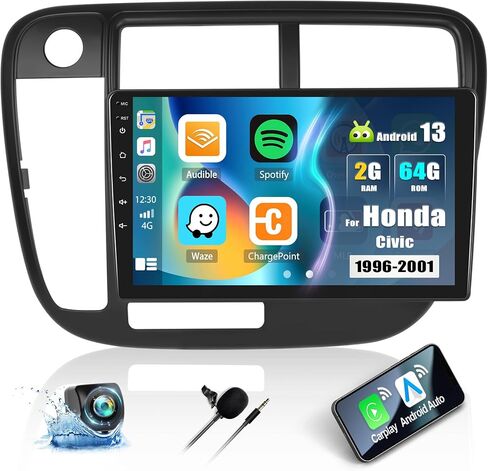 [2+64G] Android 13 Car Stereo for Honda Civic 1996-2001 with Apple Carplay&Android Auto,9 Inch Touch Screen Car Radio with Mirror Link GPS WiFi Bluetooth FM/RDS SWC Dual USB/AUX-in+Backup Camera in Saudi Arabia
