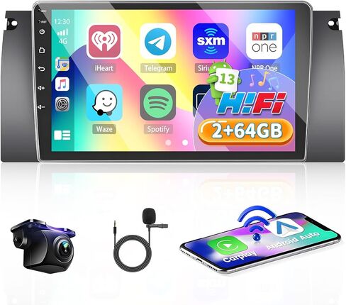 Roinvou 2+64G Android CarPlay Stereo for 1996-2003 BMW 5 Series (X5/E39/M5/E53), Built-in Wireless CarPlay Radio with Android Auto, 9'' Touch Screen in-Dash GPS Navi Support Mirror Link BT HiFi WiFi in Saudi Arabia