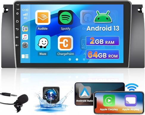 Roinvou 2+64G Android CarPlay Stereo for 1996-2003 BMW 5 Series (X5/E39/M5/E53), Built-in Wireless CarPlay Radio with Android Auto, 9'' Touch Screen in-Dash GPS Navi Support Mirror Link BT HiFi WiFi in Saudi Arabia