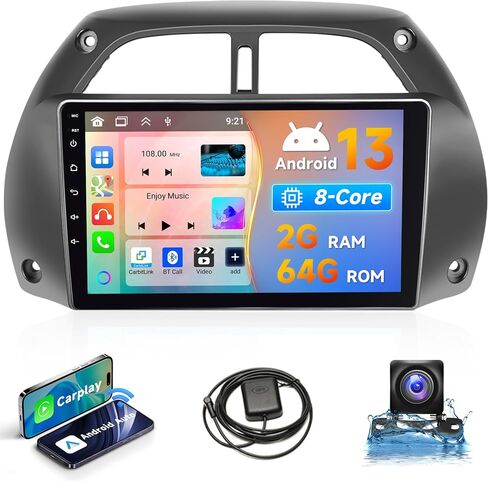 8 Core 2G 64G Android Car Stereo for Toyota RAV4 2001-2006 Carplay Android Auto, Rimoody 9 Inch Touchscreen Car Radio GPS 4G-WiFi Bluetooth FM DSP-36 Mirror Link 59-UI Themes AHD Backup Camera in Saudi Arabia