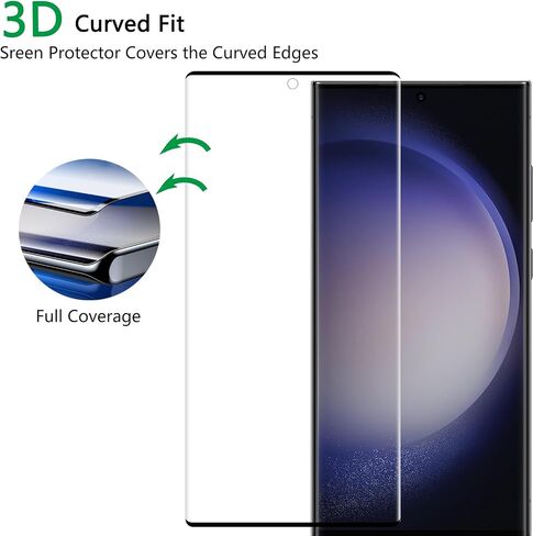 [2+2 Pack] Galaxy S23 Ultra 5G Tempered Glass Screen Protector for Samsung Galaxy S23 Ultra 5G 6.8 inch HD Tempered Glass Protector [9H Hardness][Ultrasonic Fingerprint Unlock][3D Curved] in Saudi Arabia