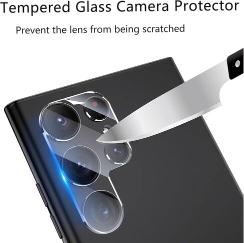 [2+2 Pack] Galaxy S23 Ultra 5G Tempered Glass Screen Protector for Samsung Galaxy S23 Ultra 5G 6.8 inch HD Tempered Glass Protector [9H Hardness][Ultrasonic Fingerprint Unlock][3D Curved] in Saudi Arabia