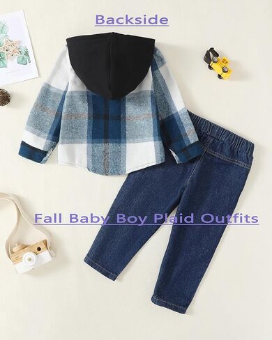 ملابس للأولاد من عمر 18 إلى 24 شهرًا ملابس شتوية بقلنسوة للأطفال من قماش الدنيم ملابس أطفال للأولاد من عمر 18 إلى 24 شهرًا باللون الأزرق منقوشة للشتاء in Kuwait