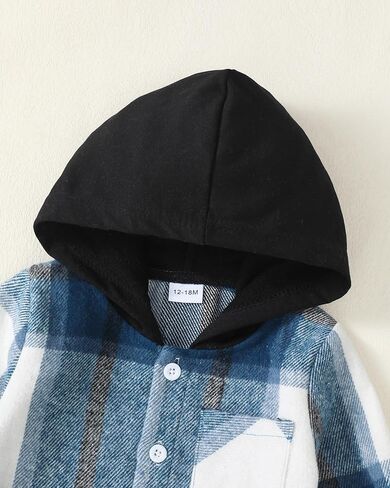 ملابس للأولاد من عمر 18 إلى 24 شهرًا ملابس شتوية بقلنسوة للأطفال من قماش الدنيم ملابس أطفال للأولاد من عمر 18 إلى 24 شهرًا باللون الأزرق منقوشة للشتاء in Kuwait