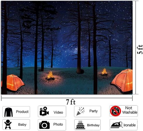 مشهد الغابات التخييم صورة راية 7x5ft وهمية المعسكر الديكور العربة حفلة عيد ميلاد راية خلفيات للتصوير الفوتوغرافي in Kuwait