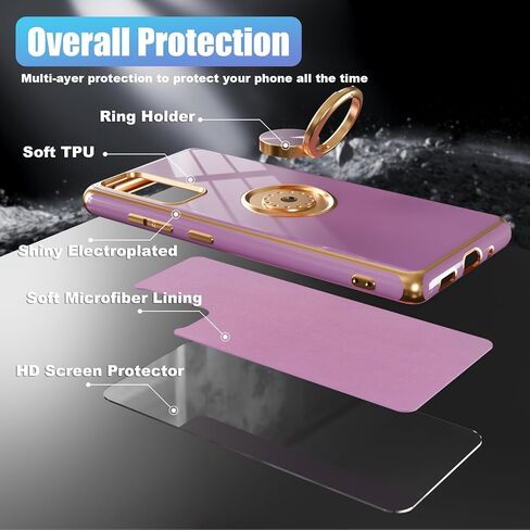 for S20 FE Case,+Screen Protector,with Magnetic Kickstand,Built-in 360° Rotation Ring Holder,Plating Gold Edge Slim Soft TPU Shockproof Protective Case for Samsung Galaxy S20 FE 5G, Mint Green in Saudi Arabia