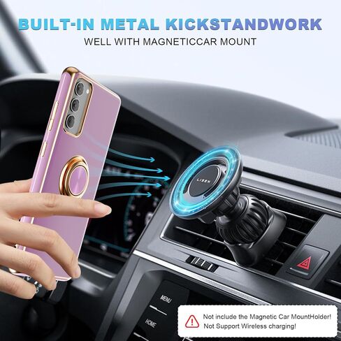 for S20 FE Case,+Screen Protector,with Magnetic Kickstand,Built-in 360° Rotation Ring Holder,Plating Gold Edge Slim Soft TPU Shockproof Protective Case for Samsung Galaxy S20 FE 5G, Mint Green in Saudi Arabia