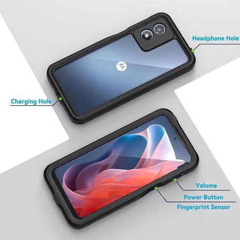 Lanhiem for Moto G Play 5G 2024 Case, IP68 Waterproof Dustproof Shockproof Case with Built-in Screen Protector, Full Body Underwater Protective Cover for Moto G Play 2024 Only, Black in Saudi Arabia
