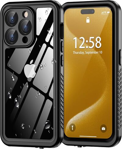Oterkin for iPhone 15 Pro Max Case Waterproof,Full Body Protective iPhone 15 Pro Max Case with Built-in Screen Protector Shockproof Dustproof Anti-Scratches Solid Case for iPhone 15 Pro Max 6.7’’Black in Saudi Arabia