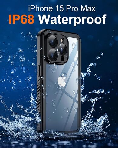 Oterkin for iPhone 15 Pro Max Case Waterproof,Full Body Protective iPhone 15 Pro Max Case with Built-in Screen Protector Shockproof Dustproof Anti-Scratches Solid Case for iPhone 15 Pro Max 6.7’’Black in Saudi Arabia