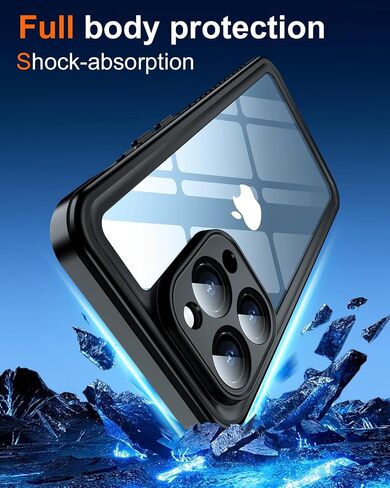 Oterkin for iPhone 15 Pro Max Case Waterproof,Full Body Protective iPhone 15 Pro Max Case with Built-in Screen Protector Shockproof Dustproof Anti-Scratches Solid Case for iPhone 15 Pro Max 6.7’’Black in Saudi Arabia