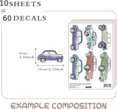 New Kids 60pcs Vintage Car Wall Decor Wall Decal Teen Room Boy Wall Sticker Self Adhesive Wall Decal Baby Room Wall Sticker Nursery Bedroom Baby Room Classroom Wall Decor in Saudi Arabia
