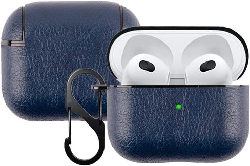 2021 Leather Case Compatible with AirPods 3rd Generation, Fully-Wrapped Portable Shockproof Leather Cover with Keychain Apple Airpods 3 Charging Case for Women Men [Front LED Visible] (Coffee) in Kuwait