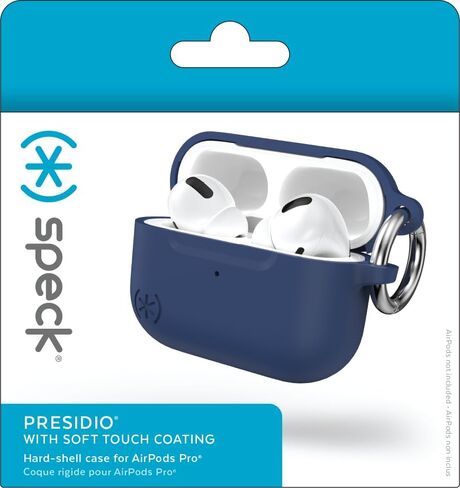 حافظة Speck AirPods Pro - لأجهزة Apple AirPods Pro الجيل الأول وAirPods Pro الجيل الثاني - طلاء متين ناعم الملمس مع حلقة تثبيت - أزرق ساحلي in Saudi Arabia