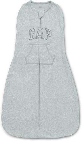 Delta Children Gap babyGap TrueSleep Sleep Sack with Zipper and with Built-in Swaddle | 100% Organic Cotton | GOTS and Oeko-Tex 100 Certified | 2-Way Zipper | Small: 0-6 Months, Grey in Kuwait