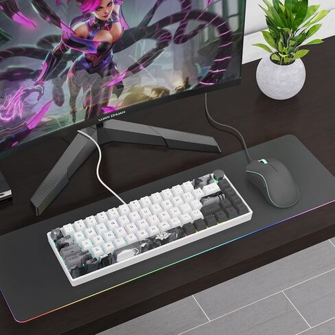 لوحة مفاتيح الألعاب MOLGRIA GK68 ذات 68 مفتاحًا بإضاءة خلفية RGB مع أغطية مفاتيح لوتس بالحبر، ومفاتيح Gateron الميكانيكية الصفراء القابلة للتبديل السريع، واتصال ثلاثي الوضع مع لوحة مفاتيح ميكانيكية بمقبض لنظام التشغيل Win/Mac OS (الولايات المتحدة) in Kuwait