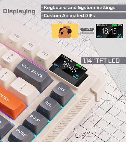 L98 Wireless Mechanical Keyboard, Hot-swappable Wired/Bluetooth 5.0/2.4G Wireless Keyboard with RGB Light for Windows & Mac, PBT Keycaps, TTC Titan Heart Switch, Navy White in Saudi Arabia