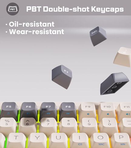 L98 Wireless Mechanical Keyboard, Hot-swappable Wired/Bluetooth 5.0/2.4G Wireless Keyboard with RGB Light for Windows & Mac, PBT Keycaps, TTC Titan Heart Switch, Navy White in Saudi Arabia