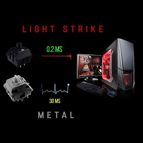 BLOODY B188 8-Key Light Strike (LK) Optical Mechanical Gaming Keyboard – Tri-Color LED Backlit – Smooth/Linear Black Switch in Saudi Arabia