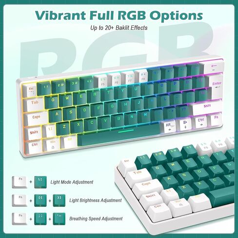 SELORSS ZIYOULANG T60 60% لوحة مفاتيح ميكانيكية مدمجة للألعاب RGB Chroma Type C لوحة مفاتيح صغيرة مريحة بتصميم المملكة المتحدة 12000DPI ماوس ألعاب على شكل قرص العسل للكمبيوتر/PS4/PS5/Xbox (مفتاح أزرق) in Saudi Arabia