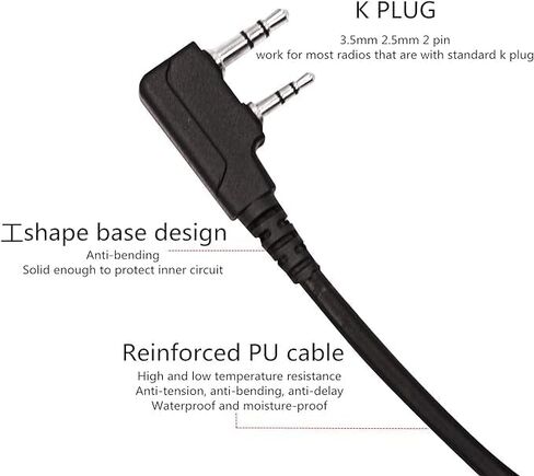 K1 2-Pin Plug UV-5R Walkie Talkie Earpiece with Mic PTT for Baofeng UV-82 UV-82HP BF-888S BF-F8HP UV-17R UV-21R UV-5G AR-152 Arcshell AR-5 RT21 RT22 Radio Acoustic Tube Ear Piece (Blue) in Saudi Arabia